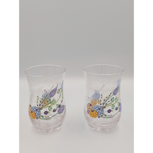 Anthropologie Other - Set Of Two Hand Blown Anthropologie Turkuaz Kitchen Posy Juice Glasses